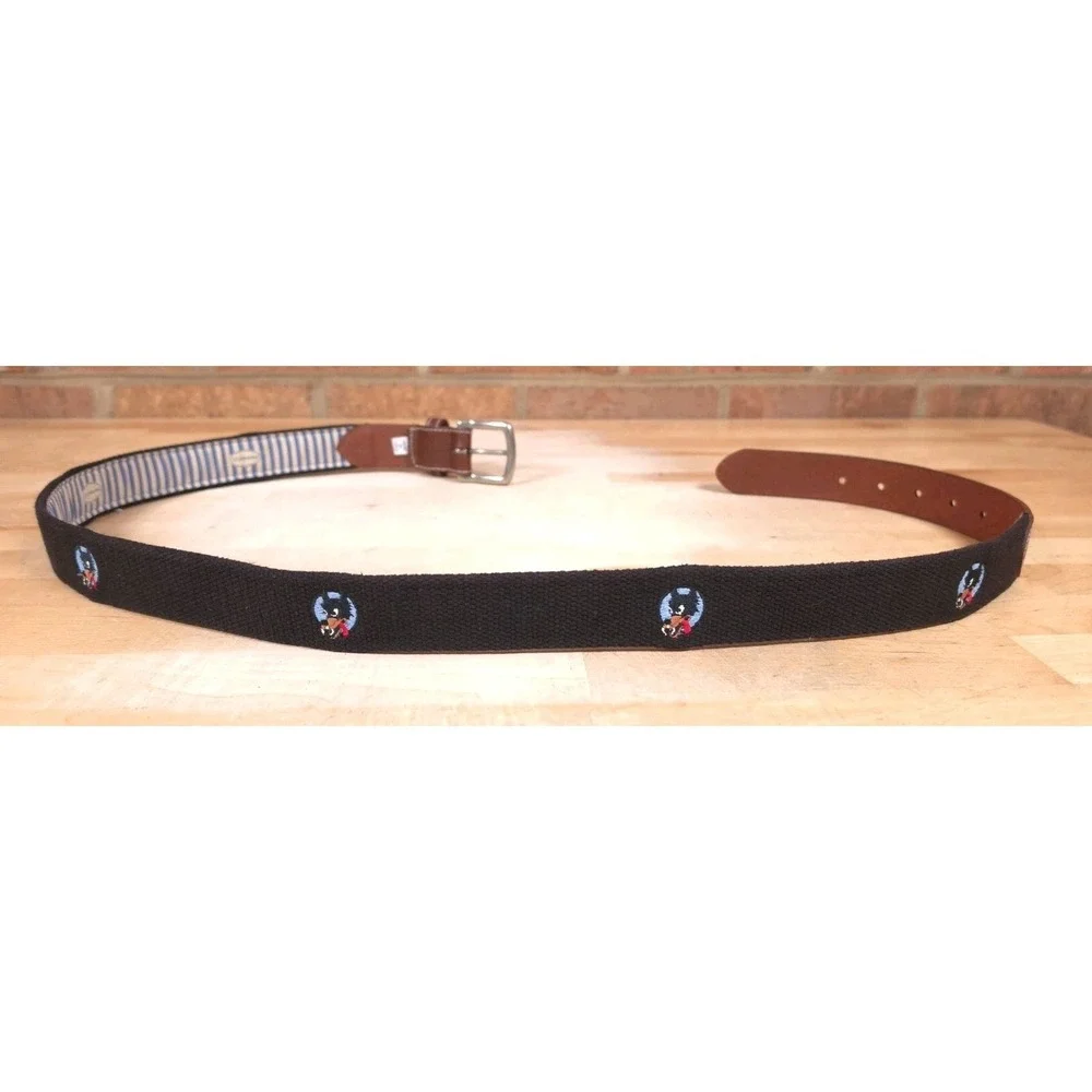 JT Spencer Grateful Dead Wolf Embroidered Black Canvas Belt Mens Size 40